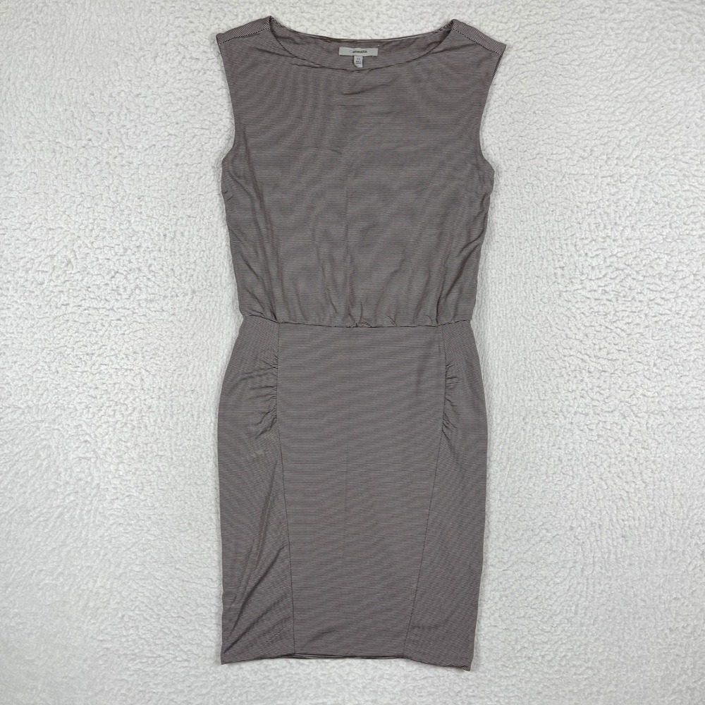 Athleta Sheath Dress Womens XS Striped Ruched Sleeveless Knit Travel Vacation